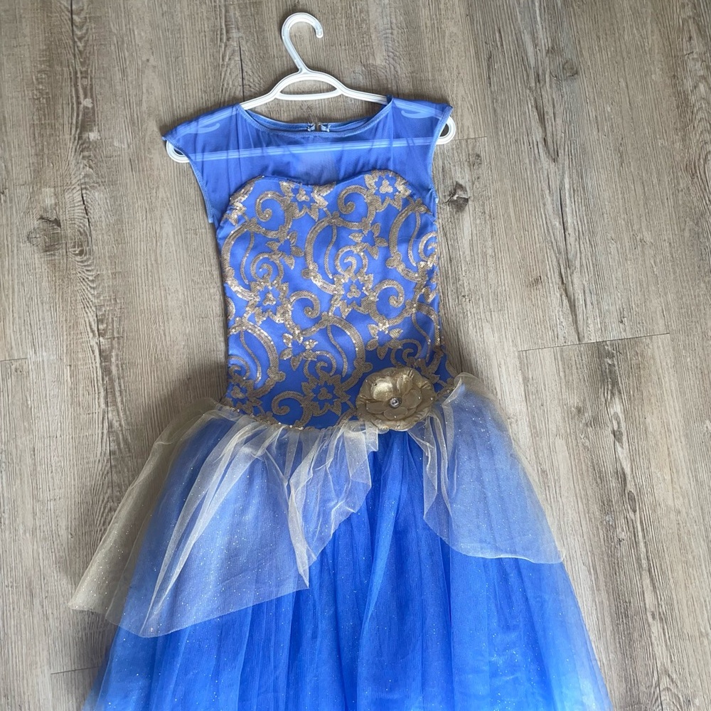 Blue and Gold Ballet Costume Dress